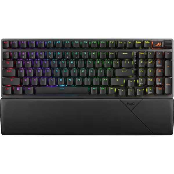 Tastatura Gaming Wireless mecanica ASUS ROG Strix Scope II 96 Wireless, Bluetooth, Layout US, Rog Snow, negru Noua Sigilata Garantie