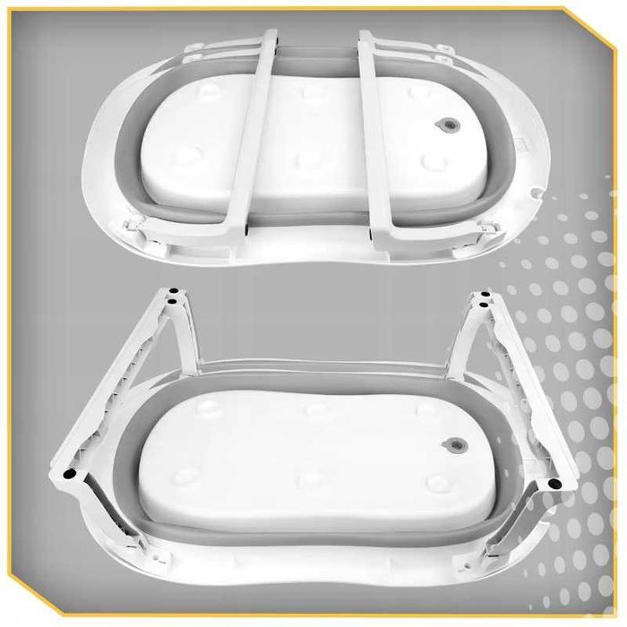 Вана за деца Ricokids RK-287, сгъваема,с термометър и вложка,бяло-сива