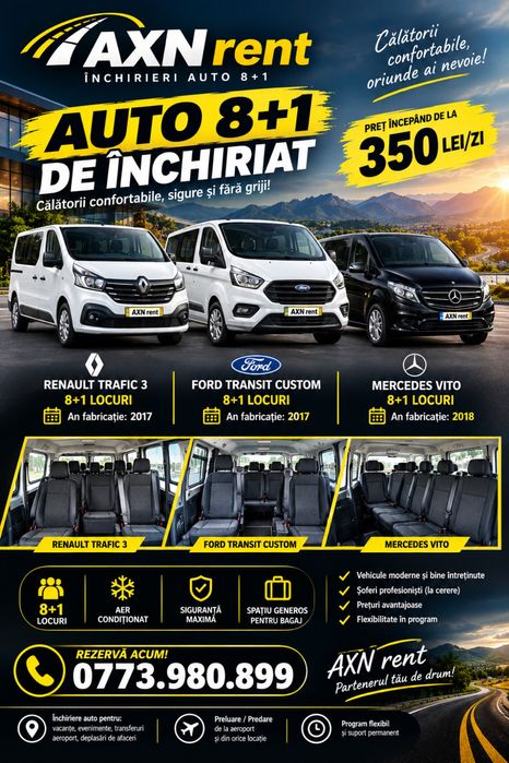 Microbuz 8+1 locuri de inchiriat