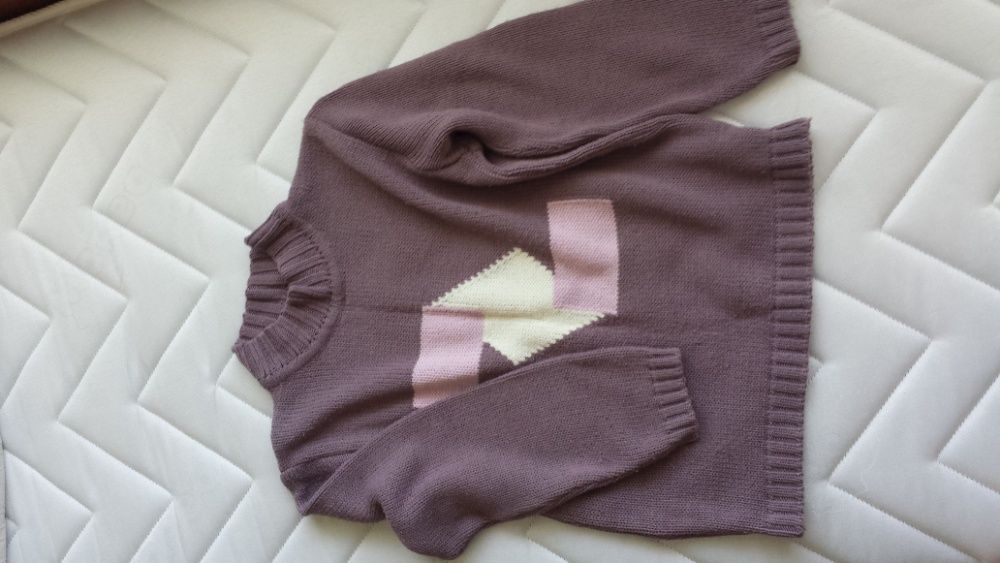 ПРОМО! пуловер - лилав, геометрична шарка