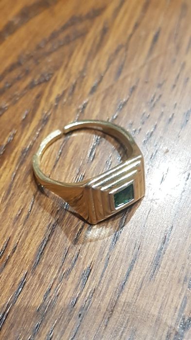 Inel argint 925,suflat aur si piatra smarald verde superb,reglabil