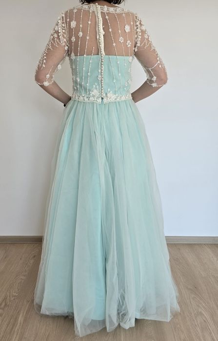 Rochie verde Rochie- Atelier Iness Couture, verde menta cu alb, M-L