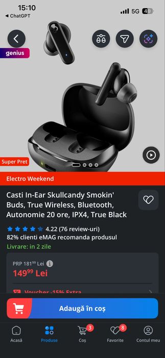 Skullcandy casti smoking buds