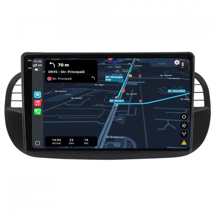 Navigatie Dedicata Fiat 500 (2007-2015) 9Inch, BT, Carplay, Negru