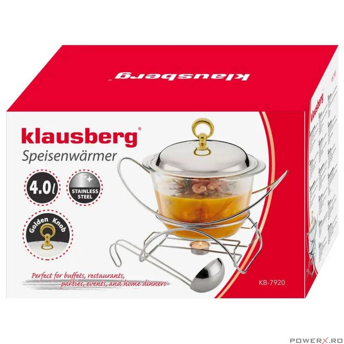 Vas, recipient pentru incalzirea alimentelor, sticla, capacitate 4