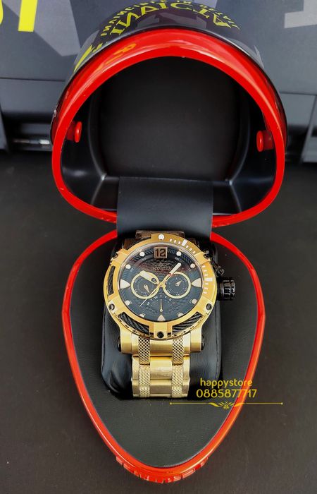 часовник INVICTA Bolt Men Gold and Black 52 mm, Инвикта нов