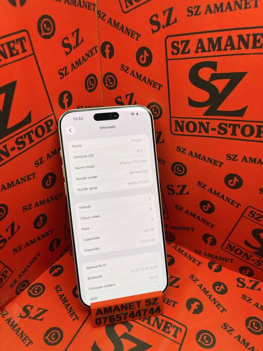 Iphone 17 Pro Max 46 cicluri / 256Gb uzura rama Amanet SZ Non Stop