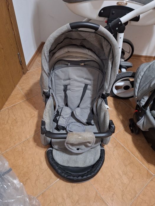 Бебешка количка 3 в 1 Adbor - Nemo len, сив лен