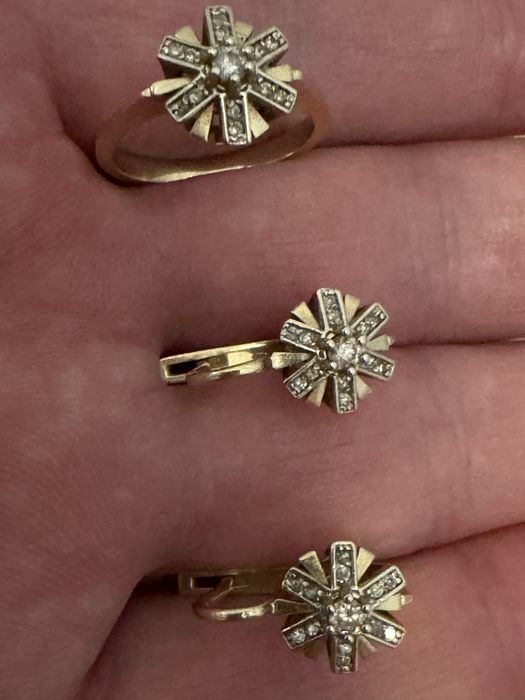 Сырға жүзік бриллиант алтын