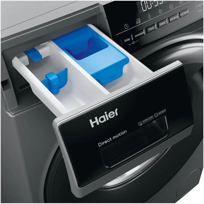 Нова инверторна Direct Drive пералня с пара Haier 9 кг антрацит