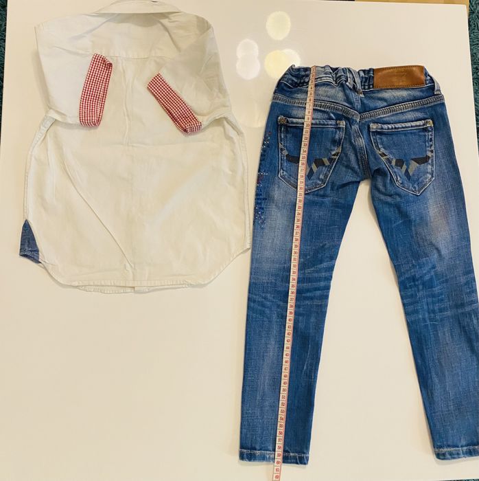 Camasa casual alba si blugi, baieti, 4 ani