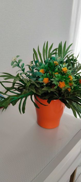 декоративный куст с керамическим горшком