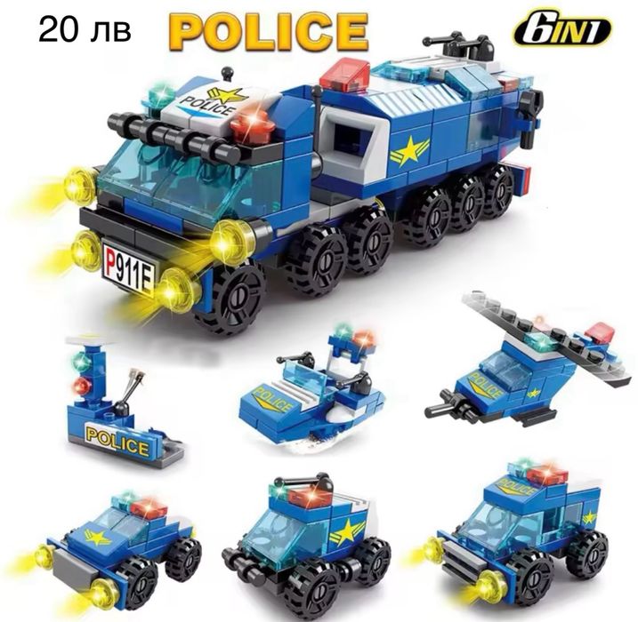 Нови конструктори полиция, пожарна, строителни машини