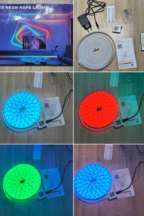 Bandă LED Neon RGB, sincronizare muzică, telecomandă, 6-20M