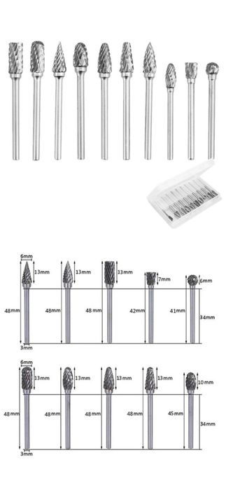 роторный напильник шарошки фрезы насадки гравёр бормашинка дремель