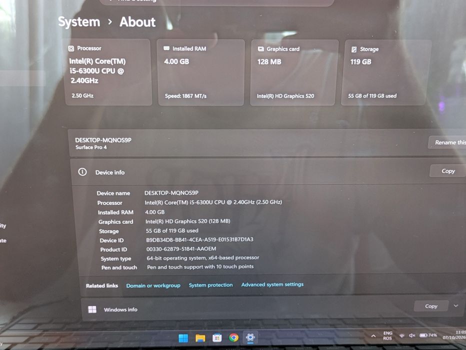 Vand Microsoft Surface Pro 4, Face id, 128Gb, 4G ram