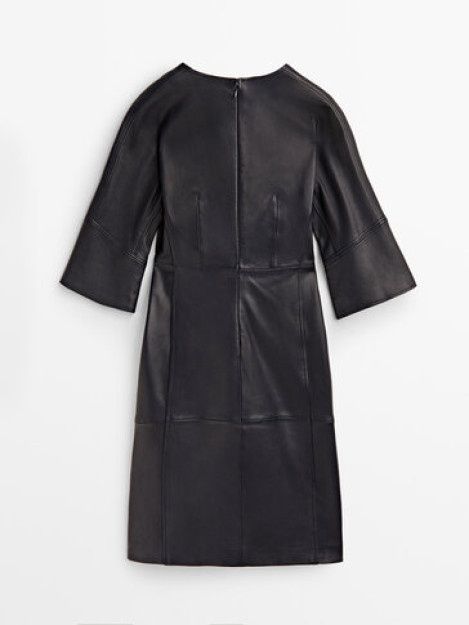 Rochie din piele nappa Massimo Dutti