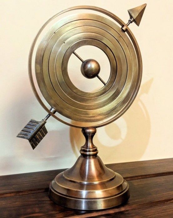 Astrolab piesa pentru decor confecționata din alama solida ,h 35 cm
