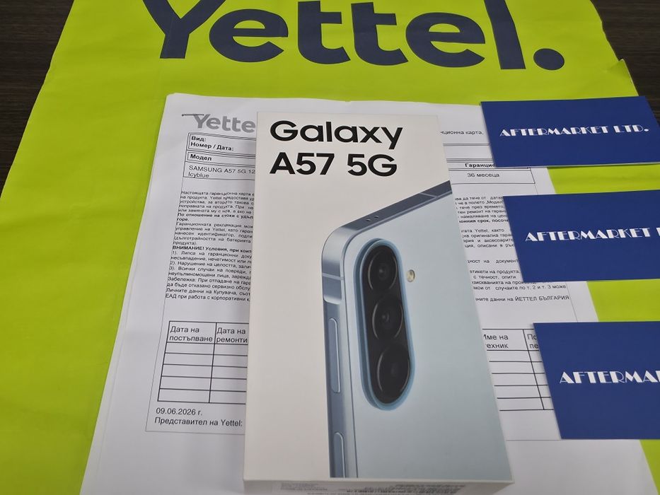ЗАПЕЧАТАН 128GB Samsung A57 5G Yettel Гаранция 3г. 2029 icyBlue / Син