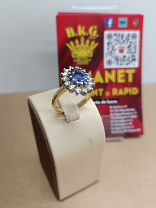 Inel din aur 18K cu tanzanit și diamante Amanet BKG