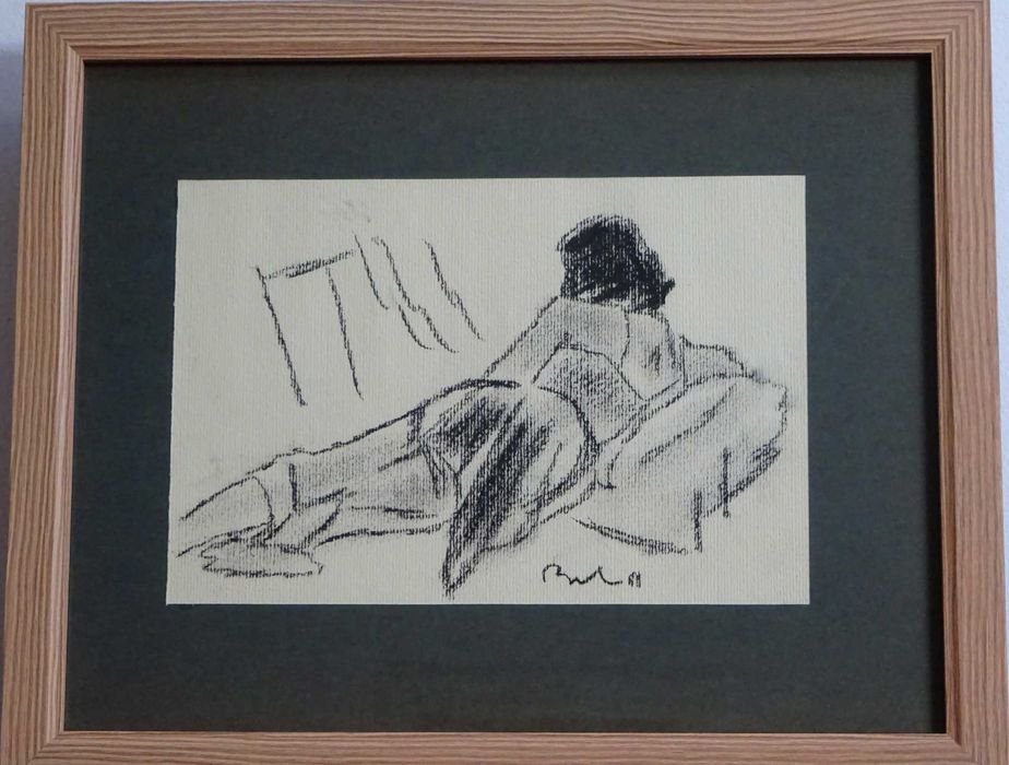 Corneliu Baba, ’Contemplare’| Tablou vechi, carbune pe hartie