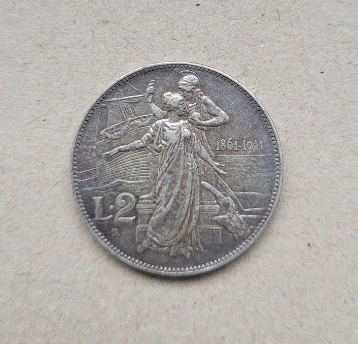 Moneda veche argint 2 lire 1911 Italia