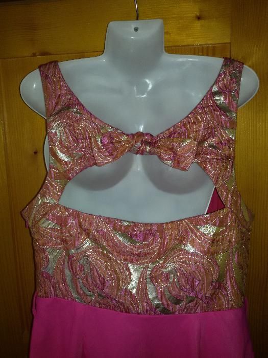 Rochie eleganta roz/auriu marimea M-L / 38 - 40