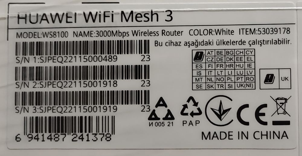 Router wireless Wifi mesh WS8100-23 3-pack White de la Huawei
