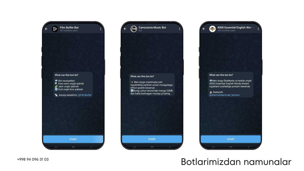 Telegram Bot Yasash | Sayt Yaratish | Online Do‘kon | Mobil Ilova