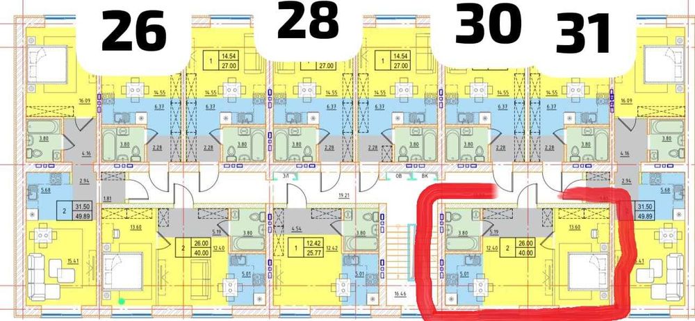 Евро2 40 м2 4/6 Черновая 2026г