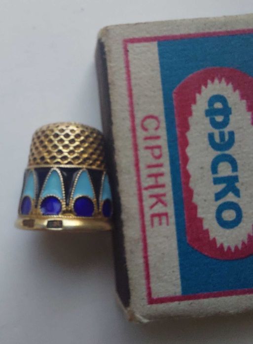 Напёрсток серебро 916 эмаль, позолота