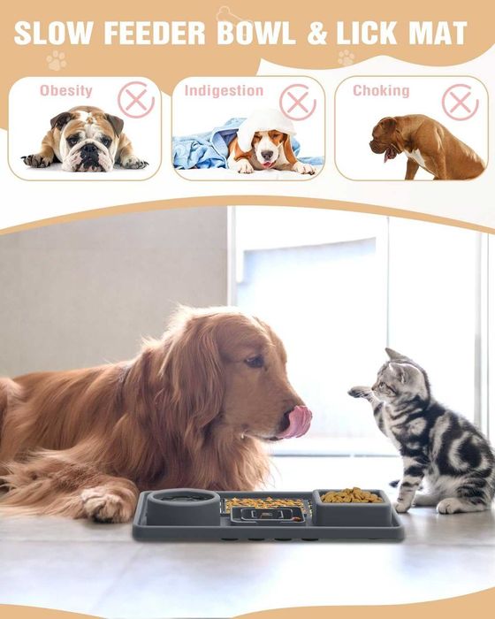 Heelay 3 в 1 Издигнати купи за кучета с бавно хранене + подложки