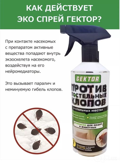 Набор от клопов Gektor порошок и Эко спрей  Гектор от клопов,тараканов