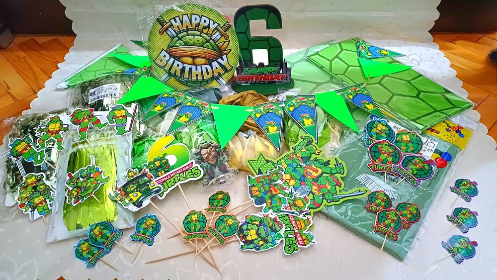 Пълен комплект нова украса за детски рожден ден-тема:Костенурки нинджа