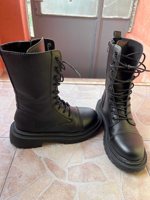 Дамски ботуши до средата на прасеца Дебел Ток Страничен Цип 37 номер