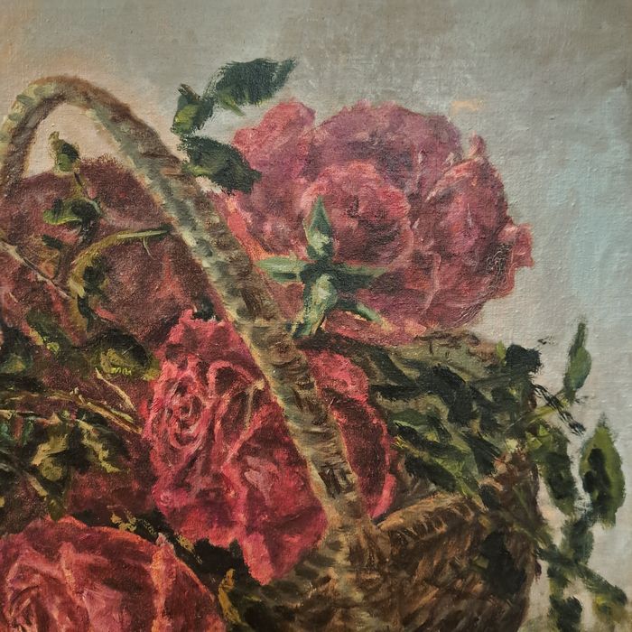 Pictură,"Coșul cu trandafiri",Emanoil İonescu- Bistrița,u/p.