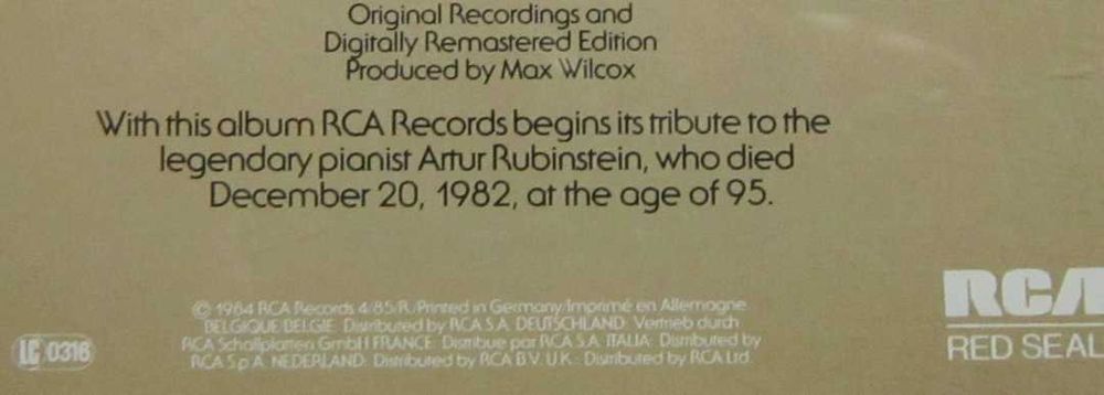 cadou rar cd Rubinstein Chopin Collection The Nocturnes, Japonia 1984