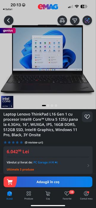 Laptop Lenovo ThinkPad L16 Gen 1 Intel Ultra 5 ! , 16 inch