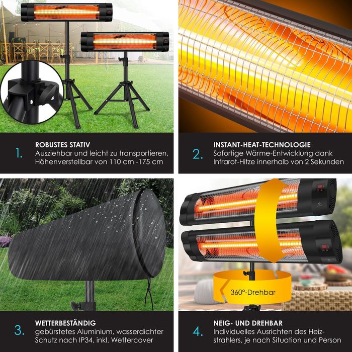 Инфрачервен нагревател KESSER 2500 вата с 3 степени и регулируема в-на