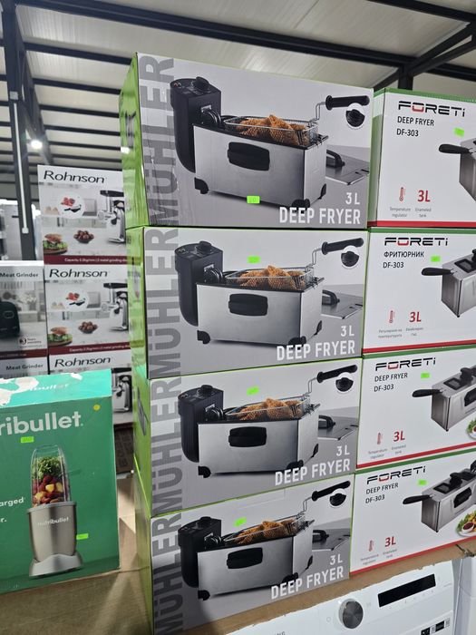 Нов фритюрник 3 л Muhler DF3030IX, 2000W, емайлиран, разглобяем.