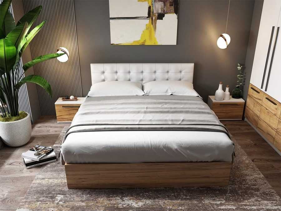 Pat Timea Tapitat Alb 140, 160 sau 180×200 - Transport Gratuit