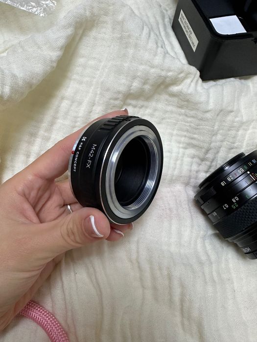 Обектив Fujinon 55mm f/1.8 + адаптер M42–FX