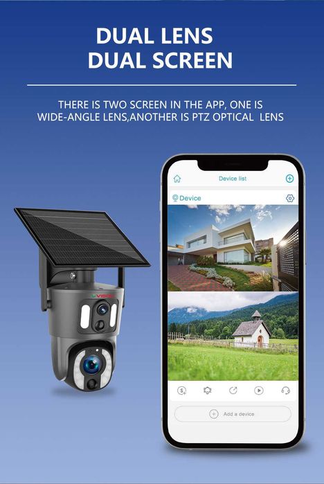 Camera de supraveghere Dubla Sim 4G Panou Solar 9W Visoli® VS-S20-4G