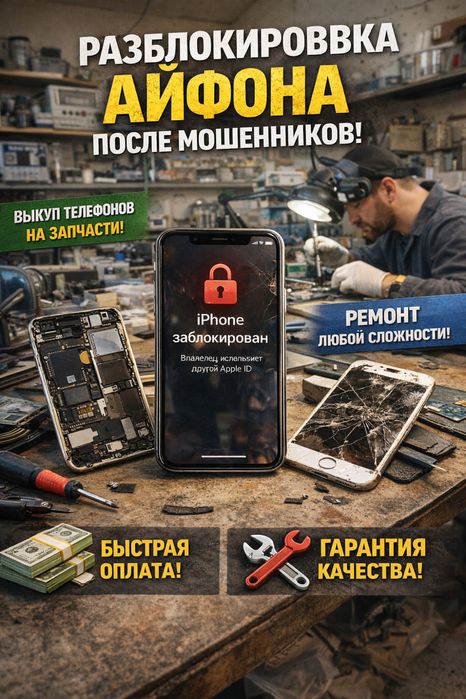 разблокировка айфона после мошенников ремонт телефонов восстановление