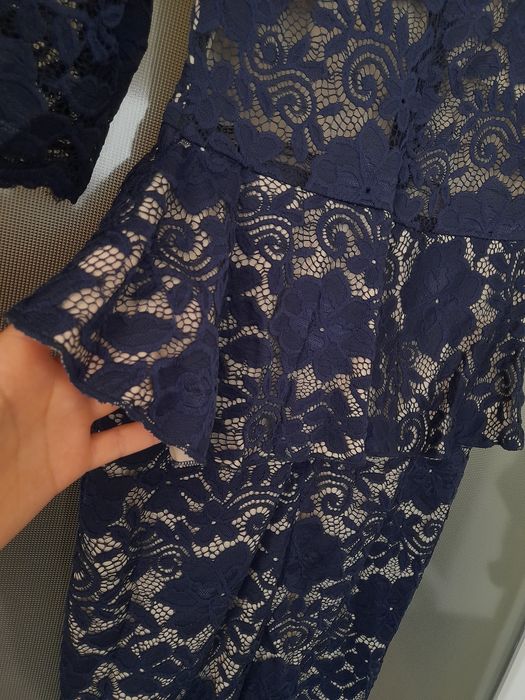 Rochie Albastră din Dantelă tip sirenă