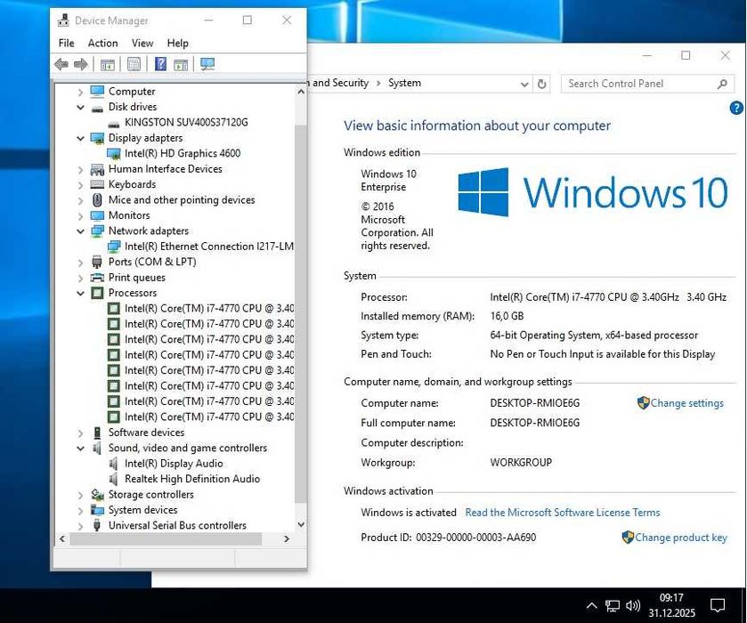Mini PC Dell Optiplex 9020,  i7 4770 4 Core 3.4GHz/16GB DDR3/SSD 120Gb