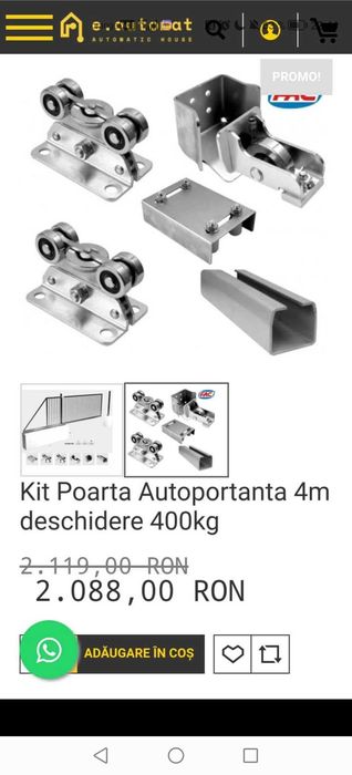 Kit poartă autoportanta 4m și 400 kg nouă