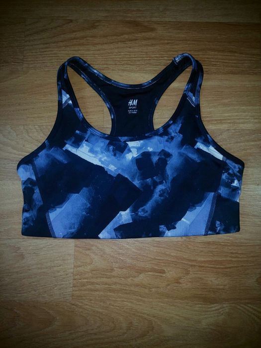 Bustieră Sport H&M originală – Mărimea M – Imprimeu Abstract Albastru