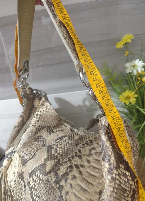 Комплект от ПИТОНОВА КОЖА -чанта за рамо и колан. Италия