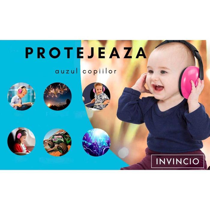 Casti antifonice pentru copii si bebelusi 3-36 luni marime reglabila